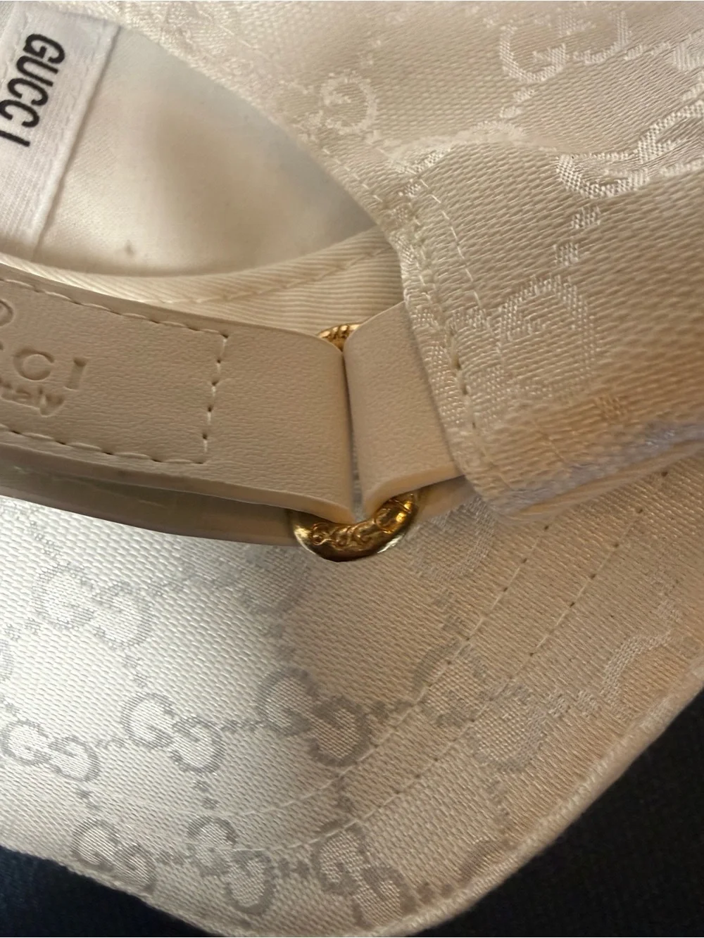 G G logo monogram Canvas Baseball Hat cap with Web Stripe in pristine white new